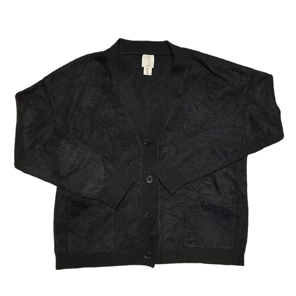 JOIE Black Long‎ Sleeve V Neck Button Front Sweater Size Large